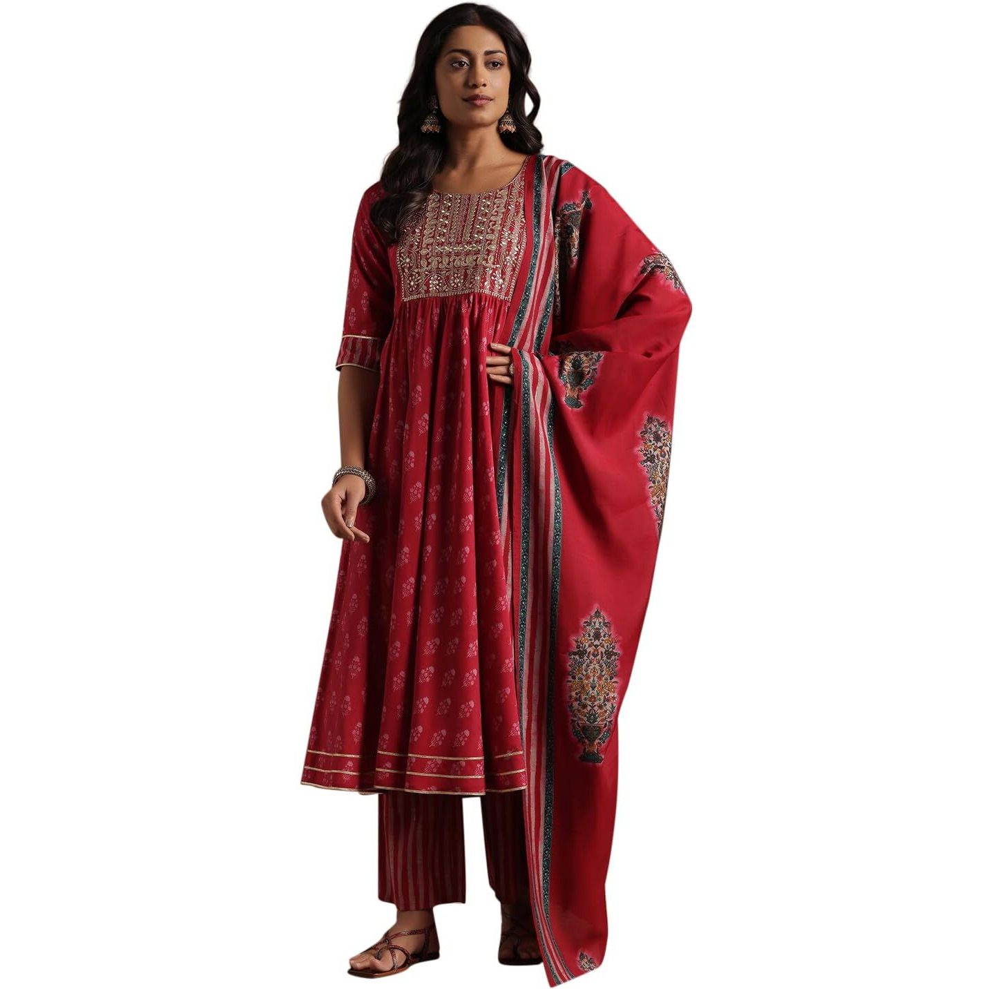Libas Pink Silk Blend Printed Kurta Sets For Women