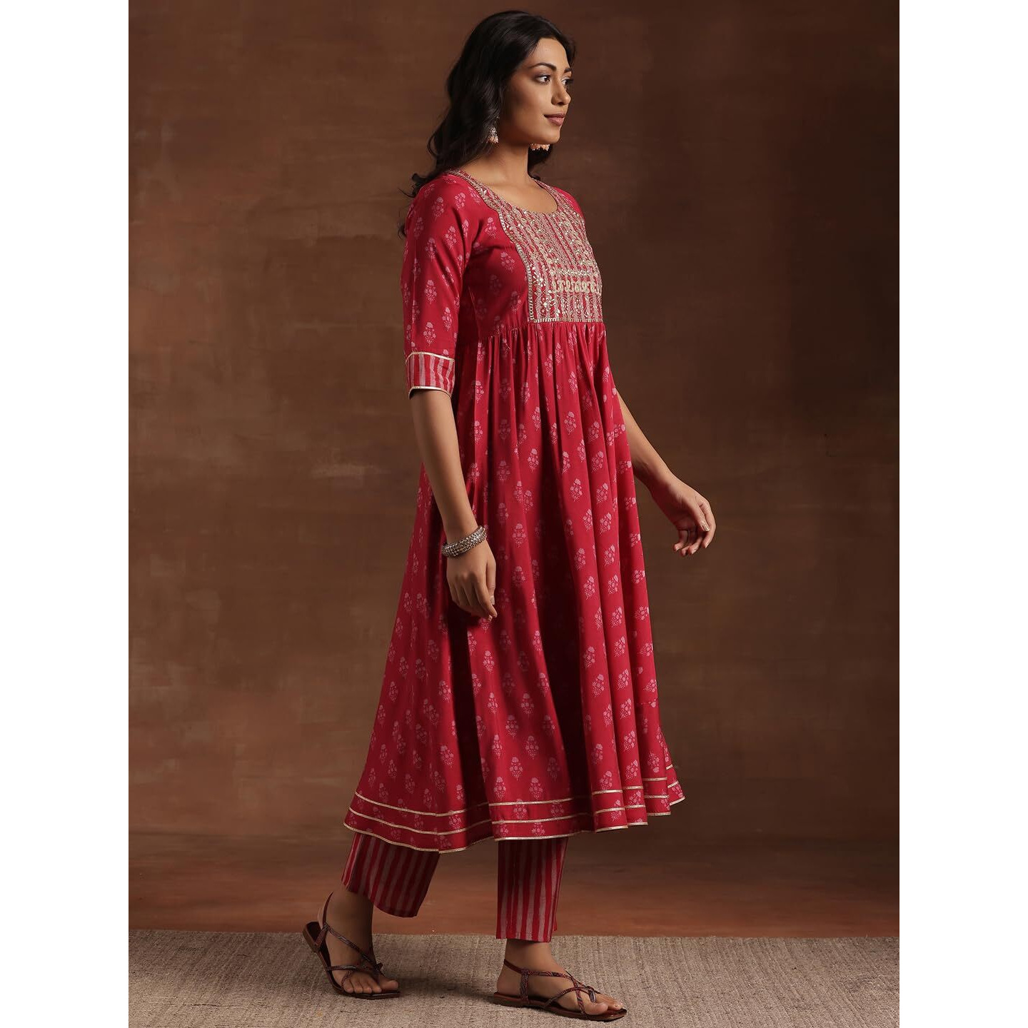 Libas Pink Silk Blend Printed Kurta Sets For Women