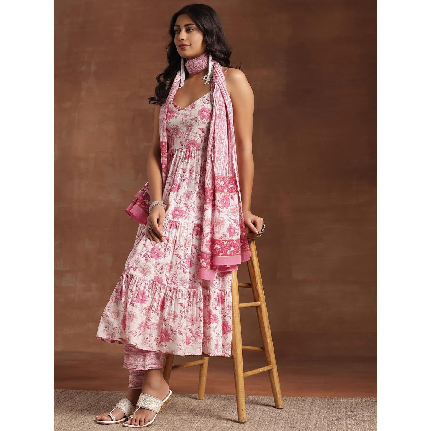 Libas Pink Pure Cotton Printed Kurta Sets For Women