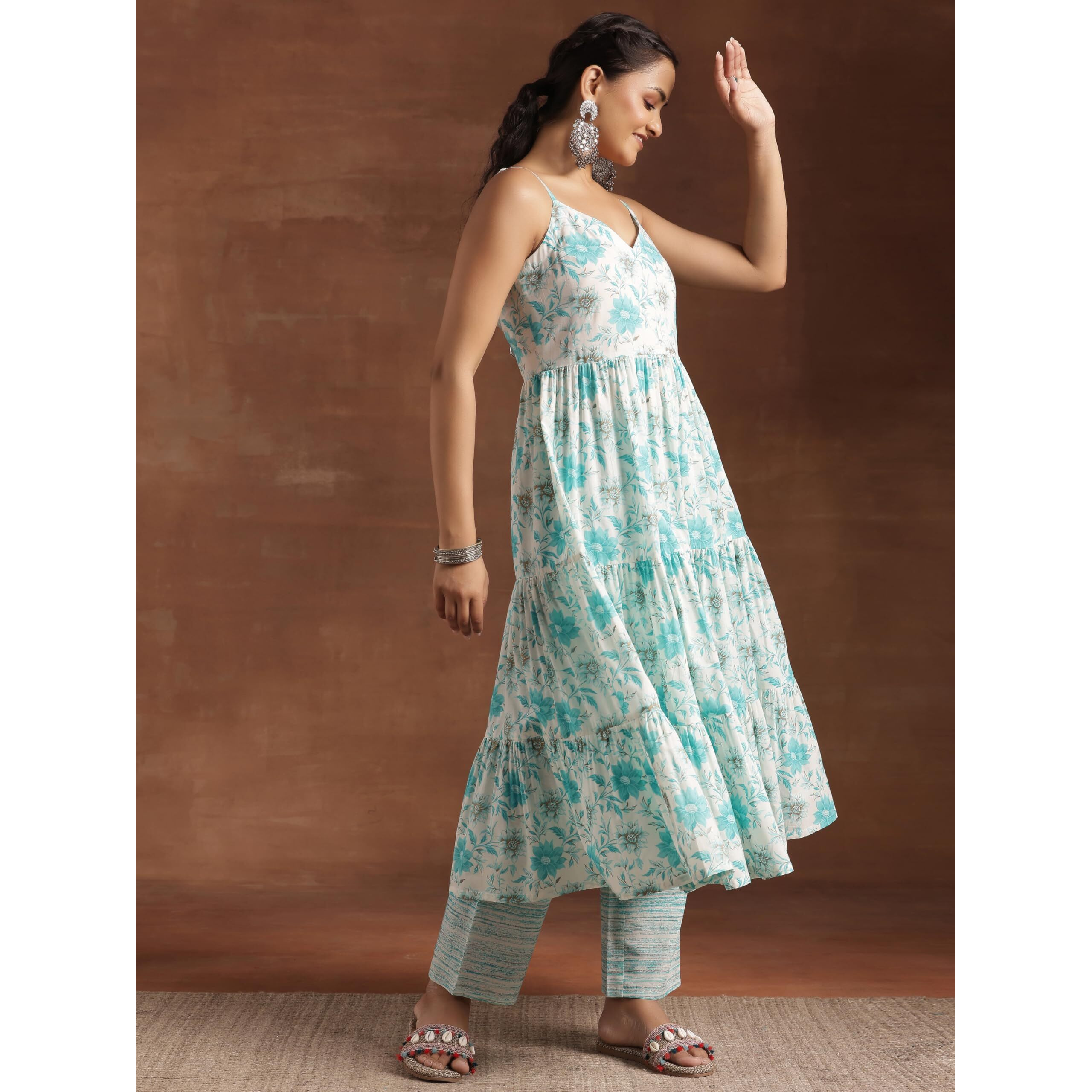 Libas Blue Pure Cotton Printed Kurta Sets For Women