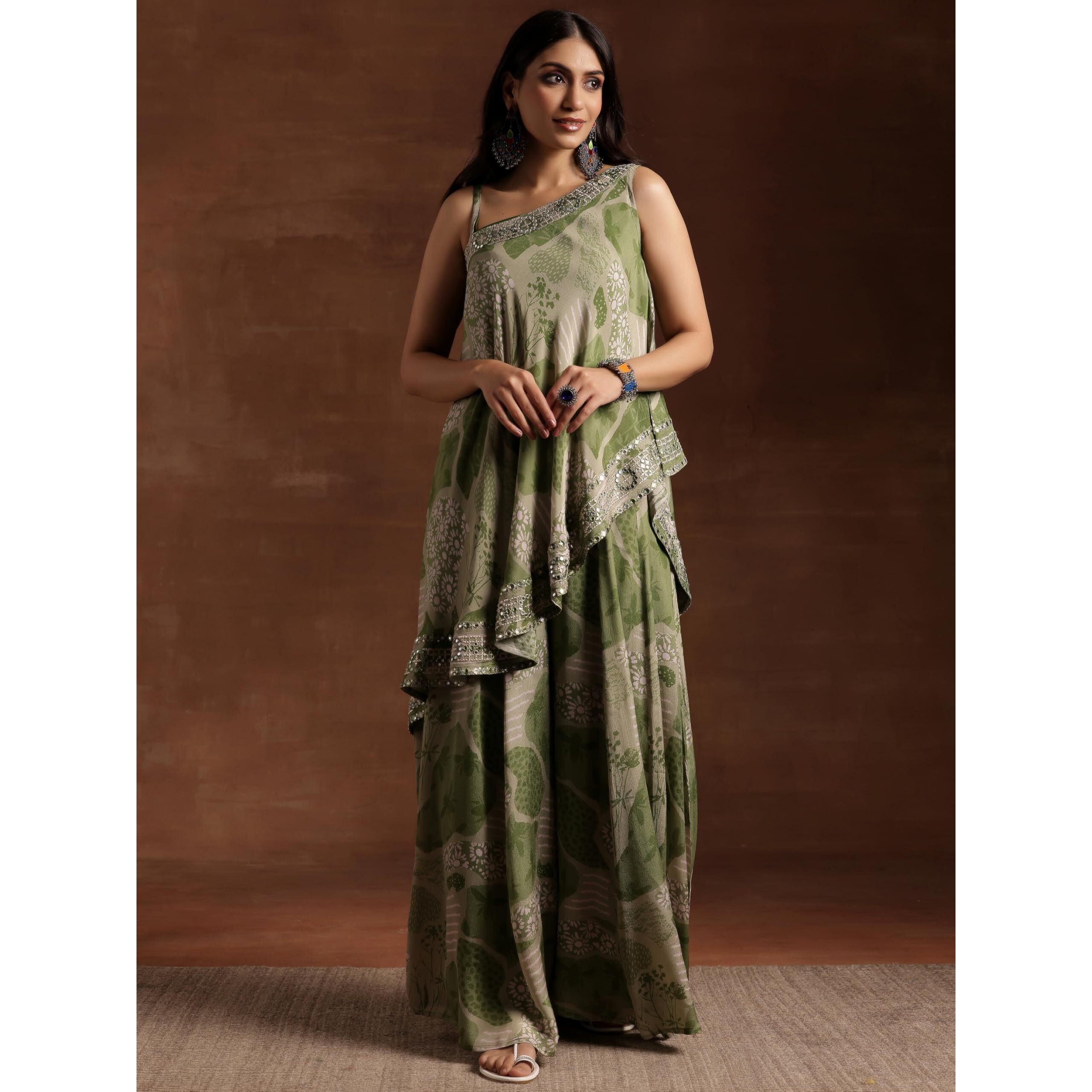 Libas Womens Printed Silk Blend Co-Ord Set For Women