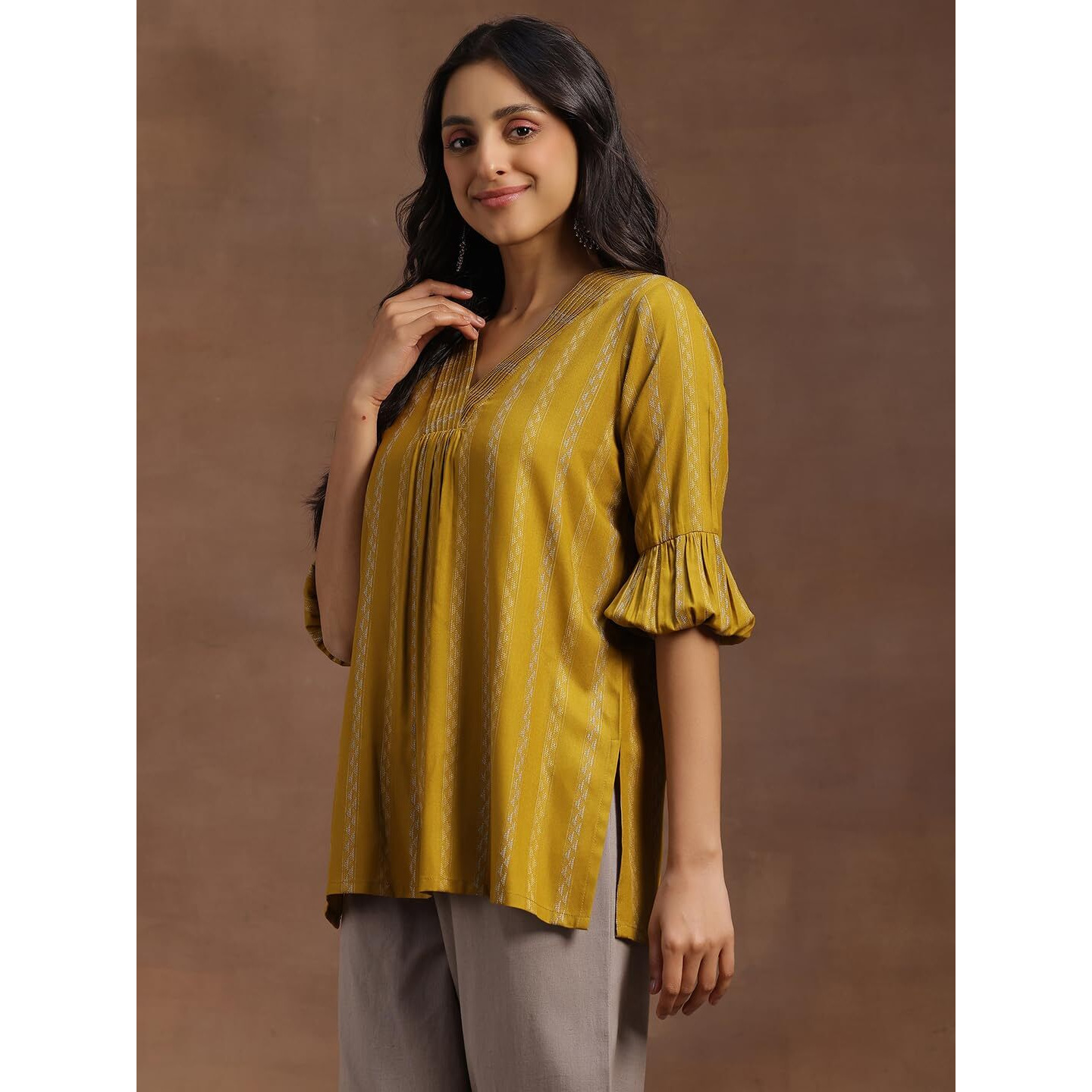 Libas Women's Viscose Rayon Regular Kurti (29106O_Mustard