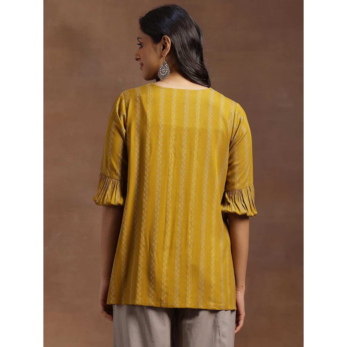 Libas Women's Viscose Rayon Regular Kurti (29106O_Mustard