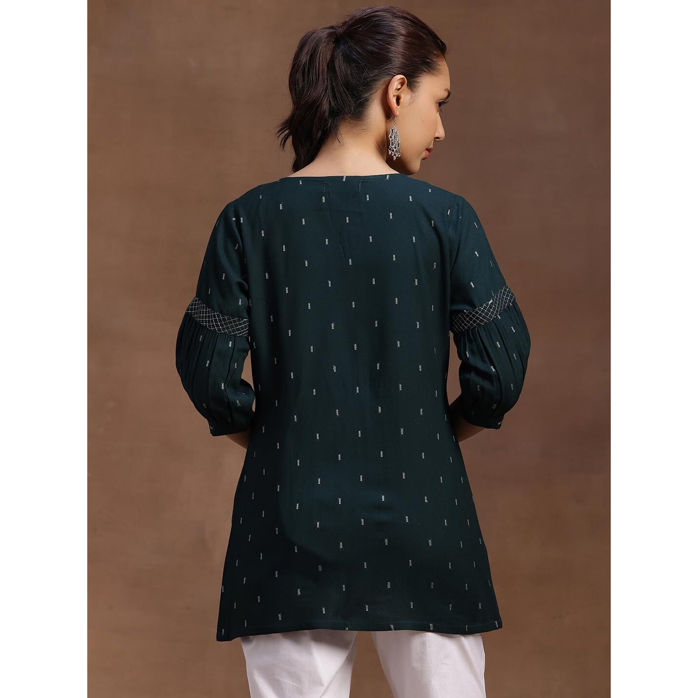 Libas Women's Viscose Rayon Woven Design A-Line Kurtis (29107O_Green