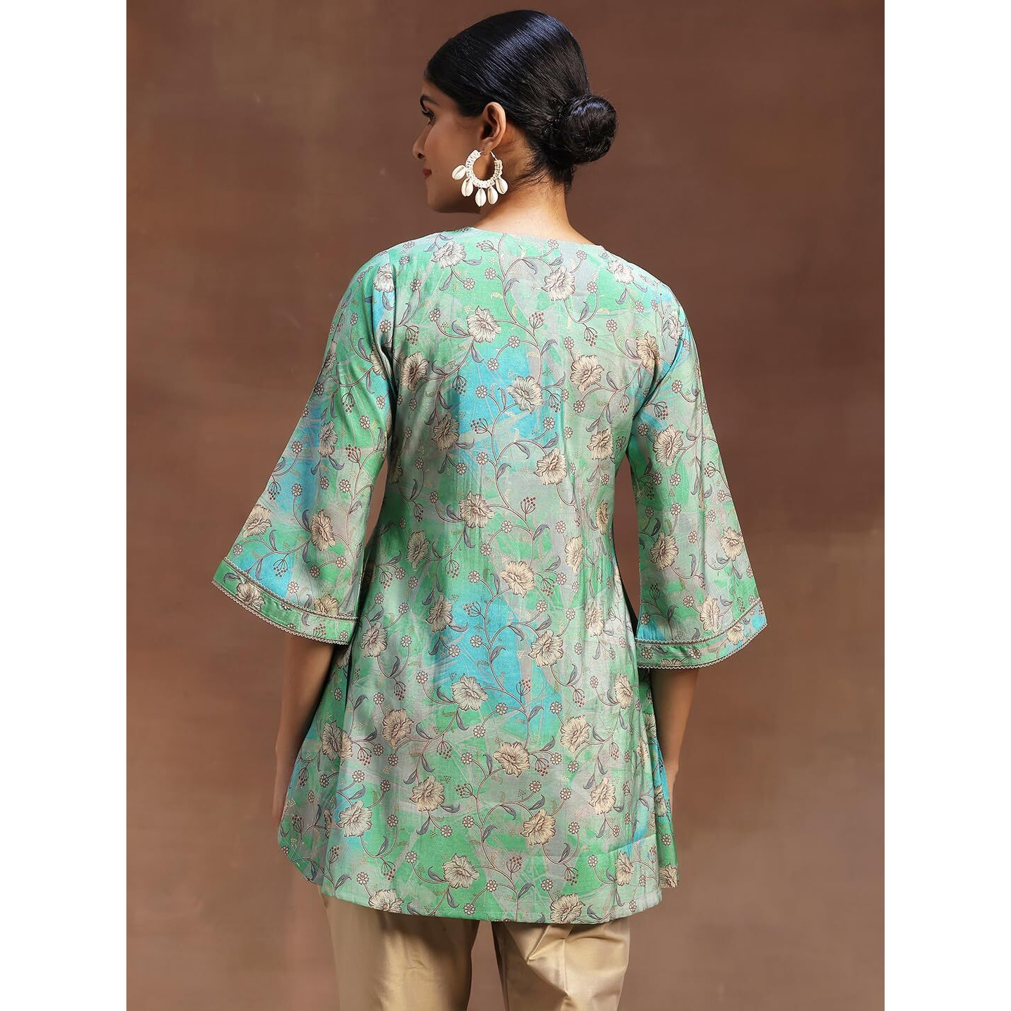 Libas Women's Silk Blend Regular Kurti (29112O_Green