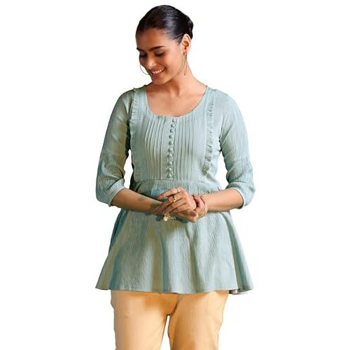 Libas Women's Silk Blend Solid Regular Kurti (29135 Grey