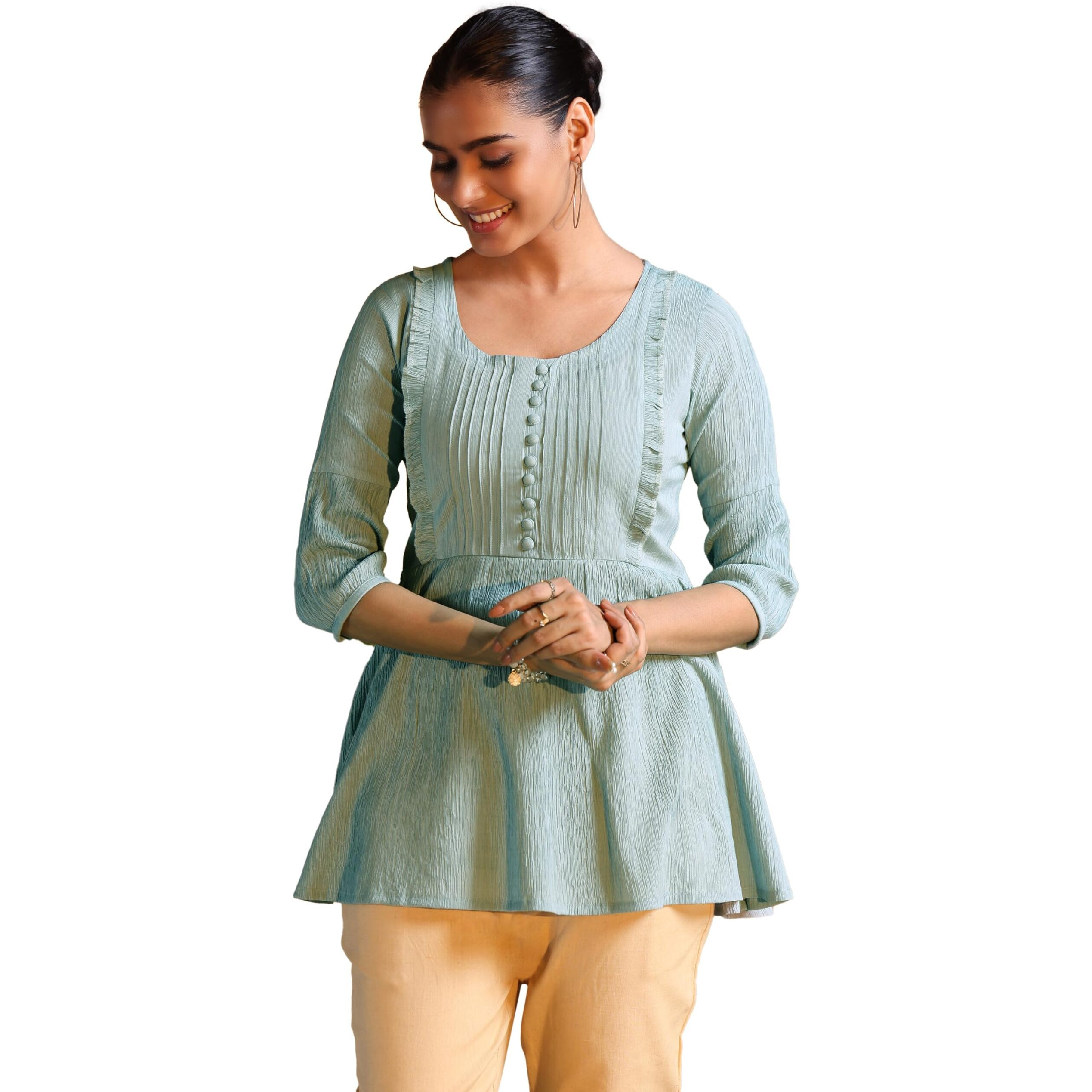 Libas Women's Silk Blend Solid Regular Kurti (29135 Grey