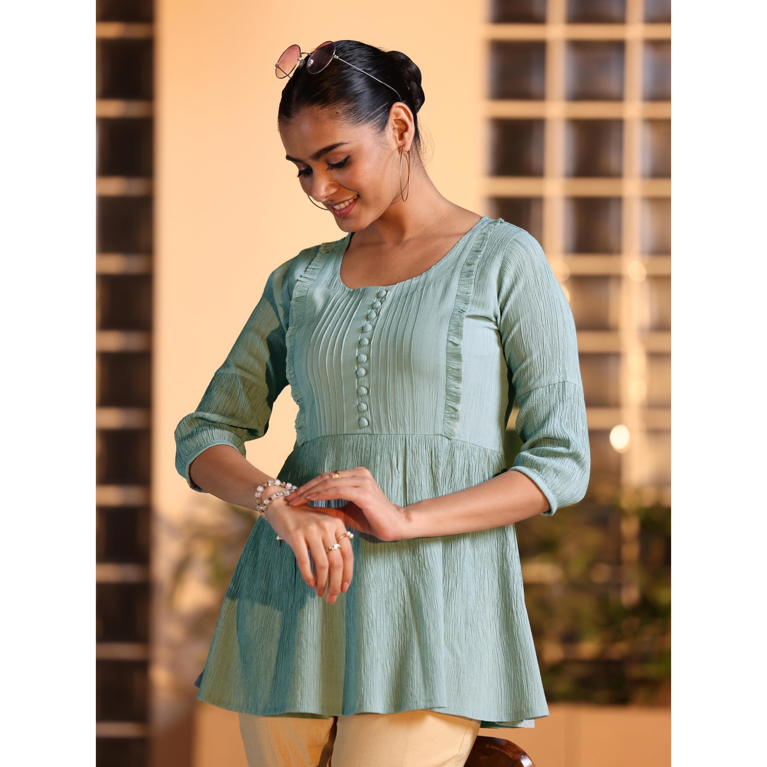 Libas Women's Silk Blend Solid Regular Kurti (29135 Grey