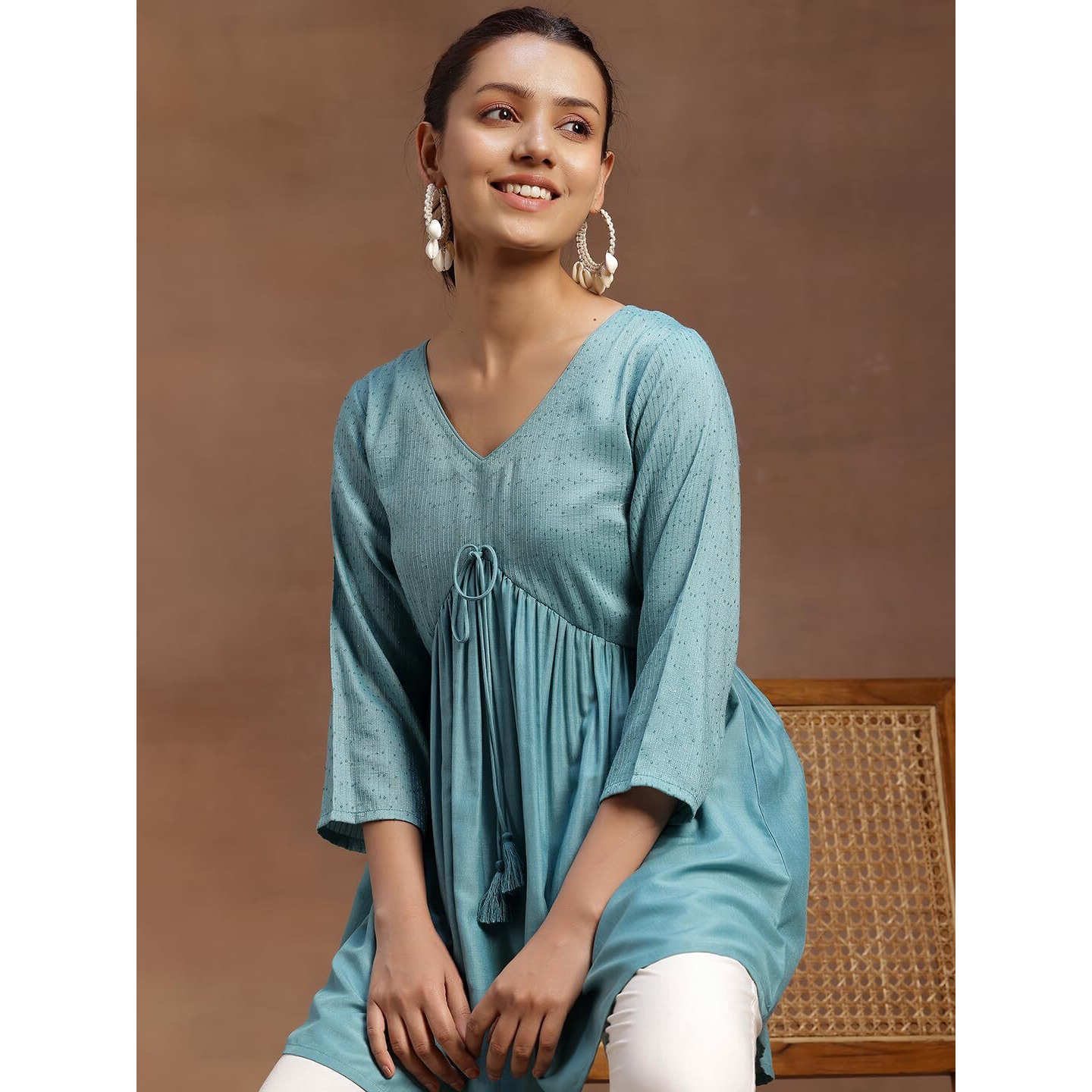 Libas Women's A-Line Kurti (29144_Sea Green