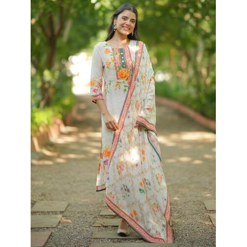 Libas Women's Cotton Blend Kurta Set (48732_Off White
