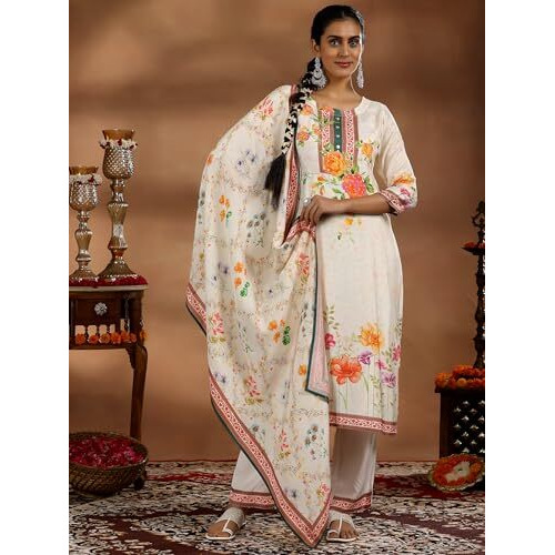 Libas Women's Cotton Blend Kurta Set (48732_Off White