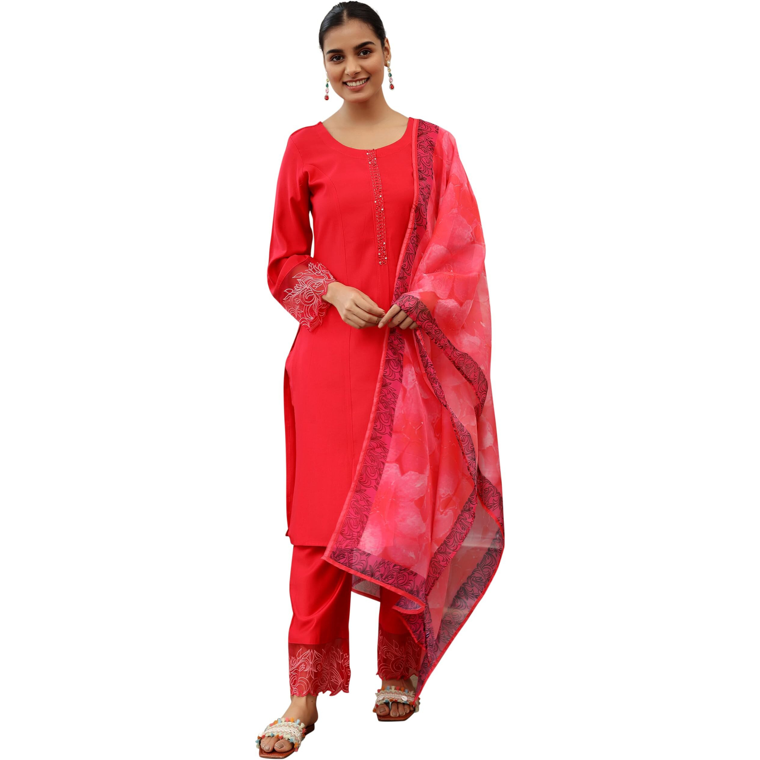 Libas Women's Silk Blend Kurta Sets (48744O_Red