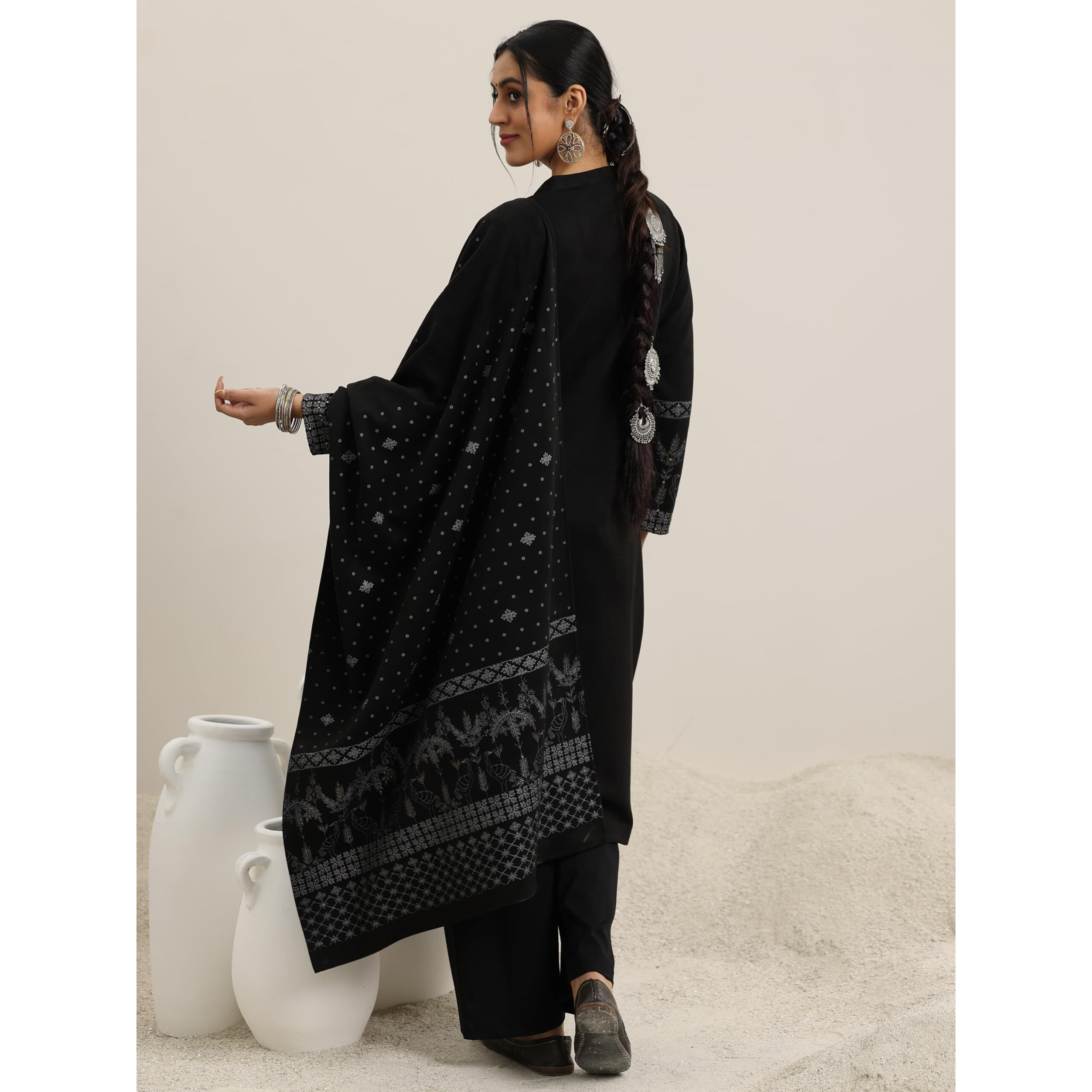 Libas Women's Wool Blend Kurta Set (48798W_Black