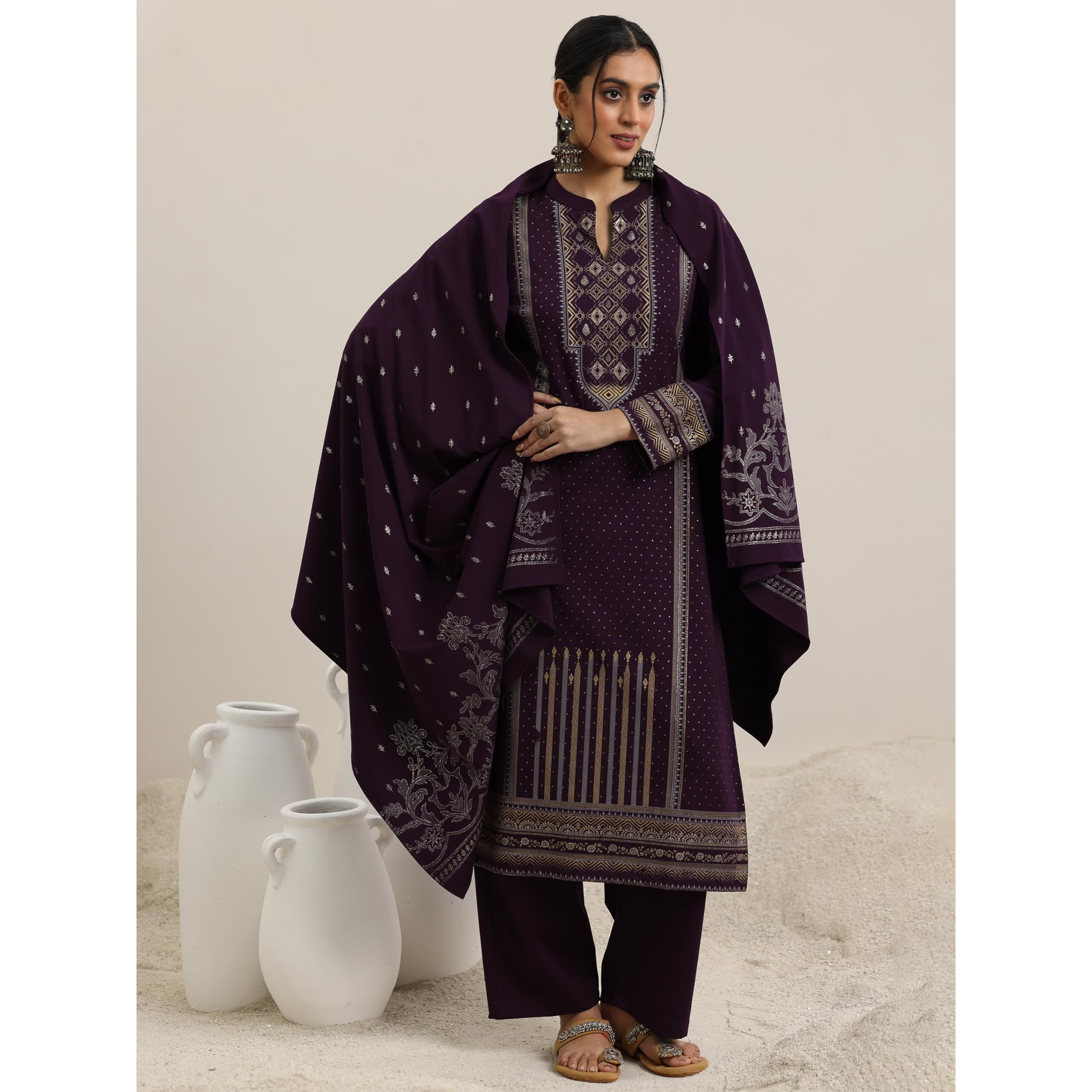 Libas Women's Wool Blend Kurta Set (48802W_Maroon