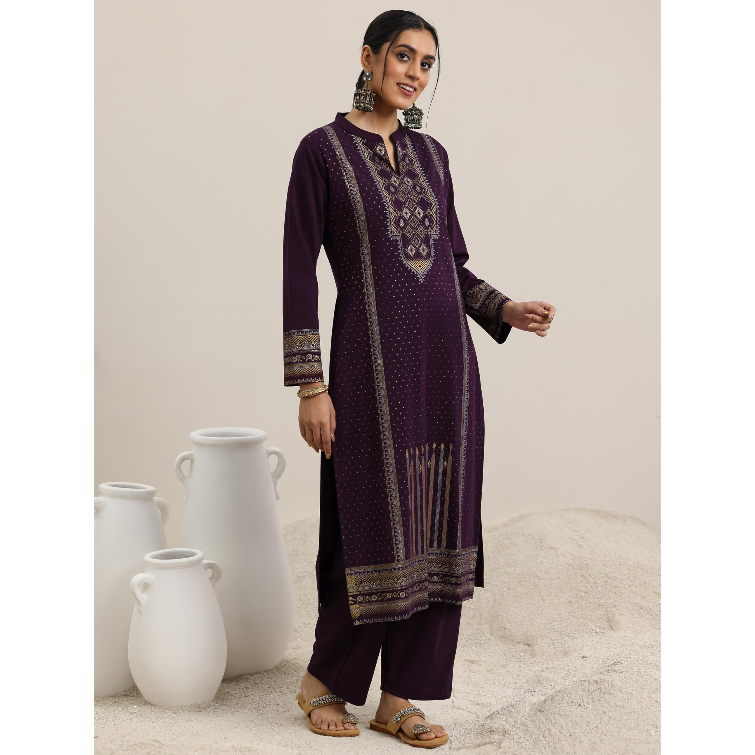Libas Women's Wool Blend Kurta Set (48802W_Maroon