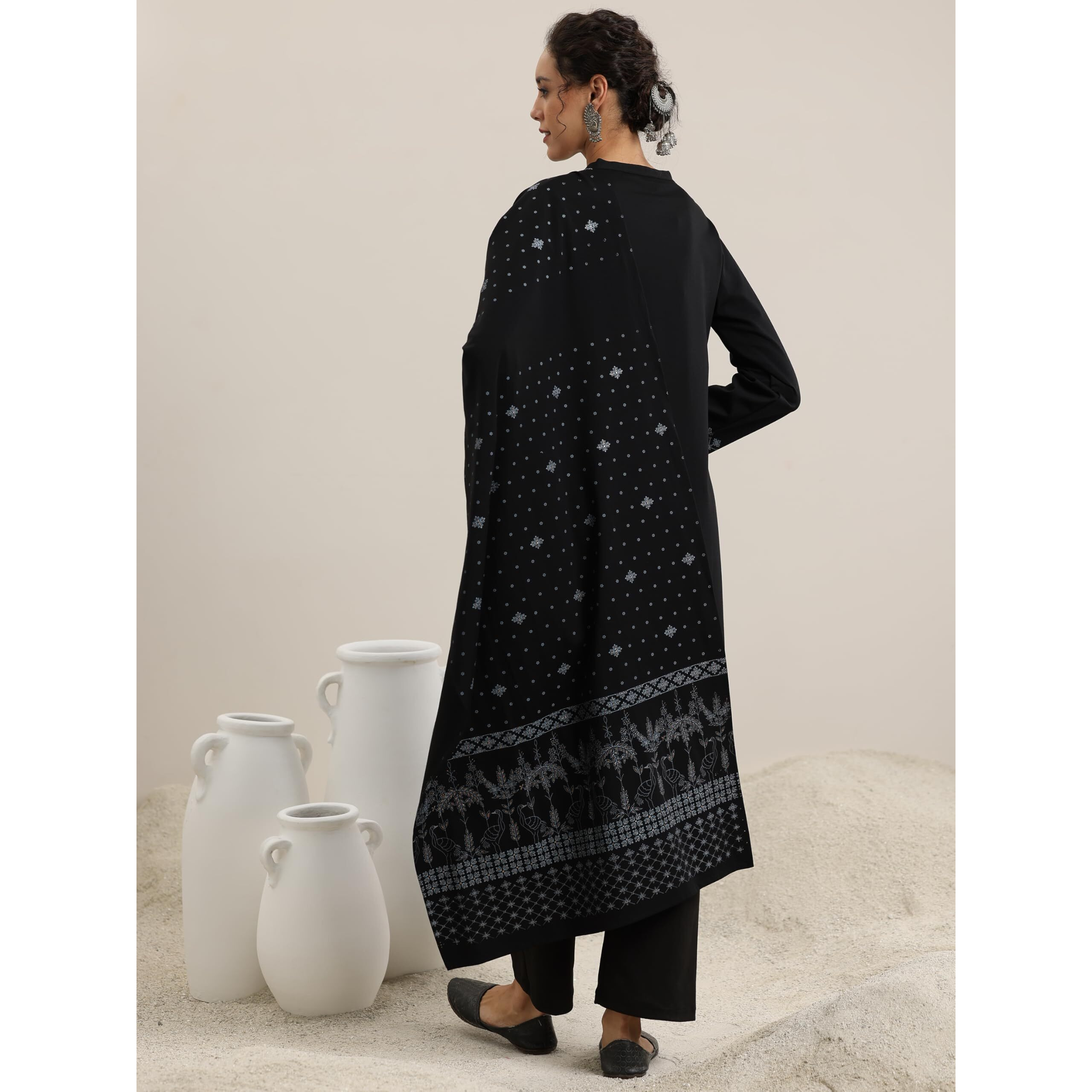 Libas Women's Wool Blend Kurta Set (48803W_Black