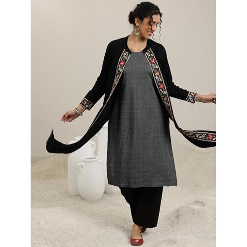 Libas Women's Wool Regular Kurta (58153W_Black