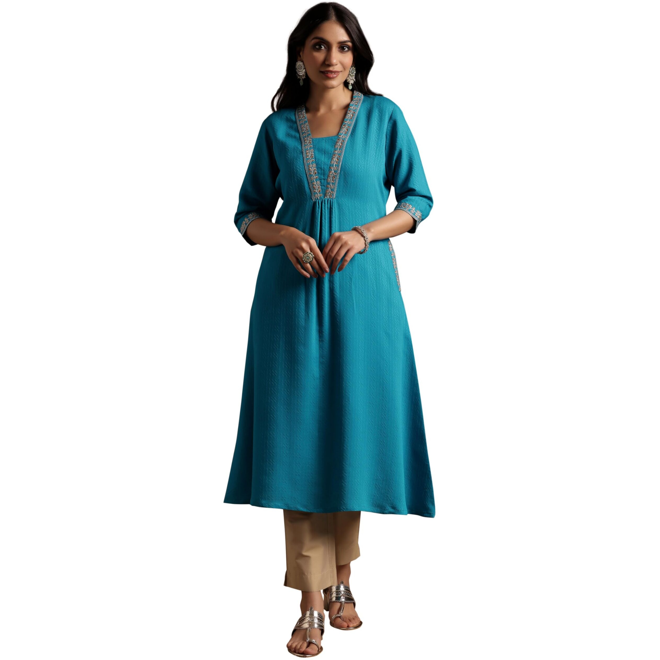 Libas Women's Silk Regular Kurta (29189O_Blue