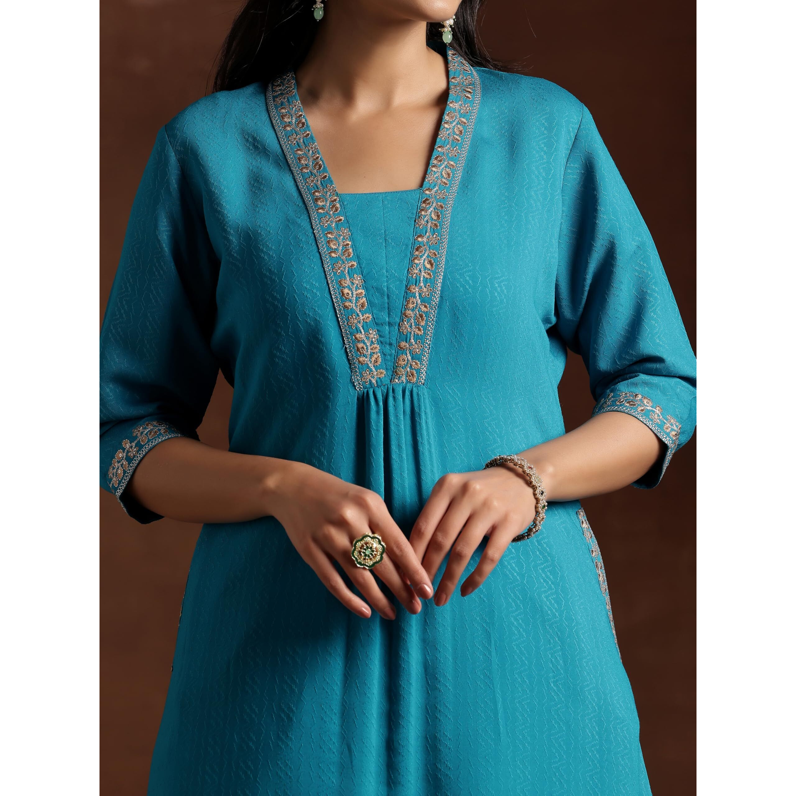 Libas Women's Silk Regular Kurta (29189O_Blue