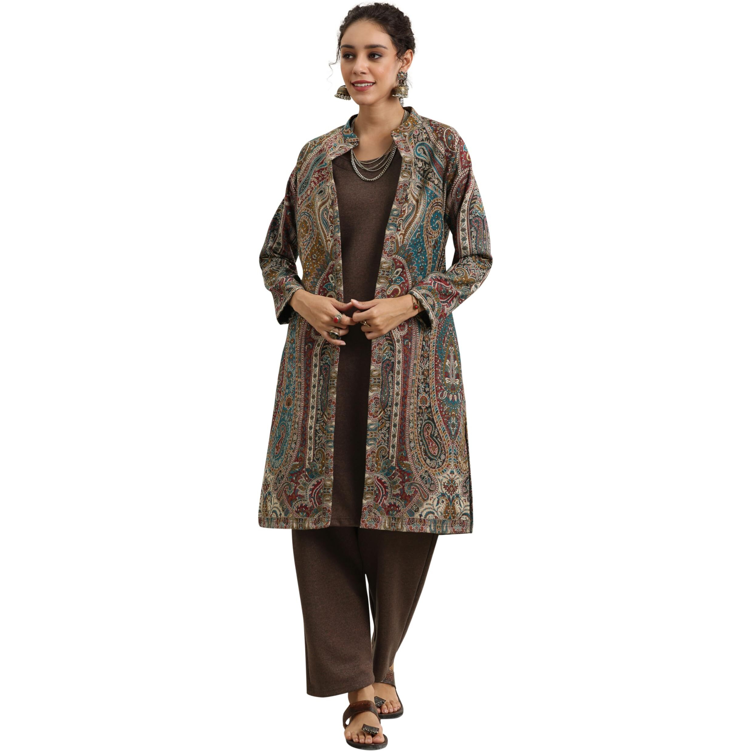 Libas Women's Wool Blend Kurta Set (48809W_Brown