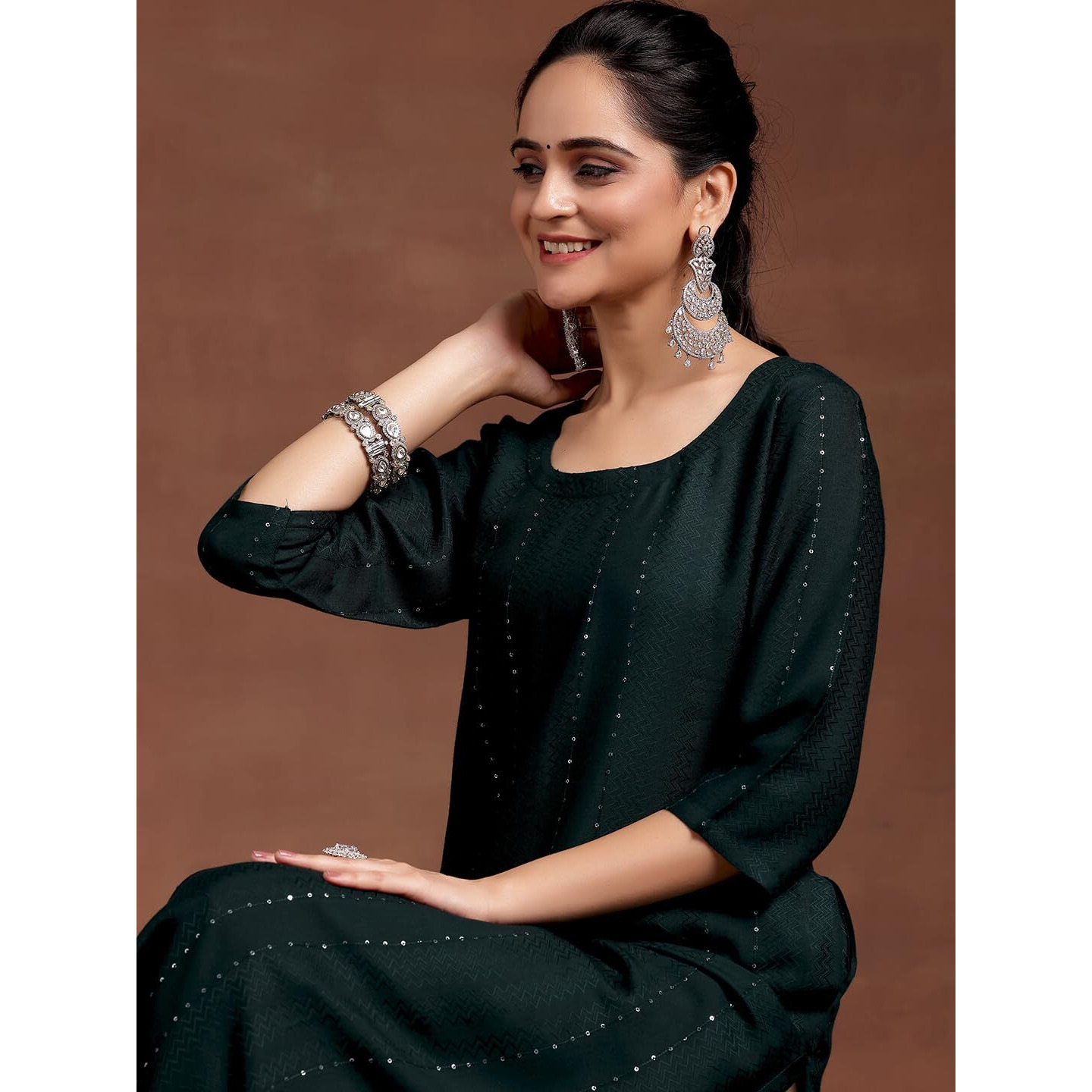 Libas Women's Viscose Rayon Woven Design Straight Kurtas (29237O_Green