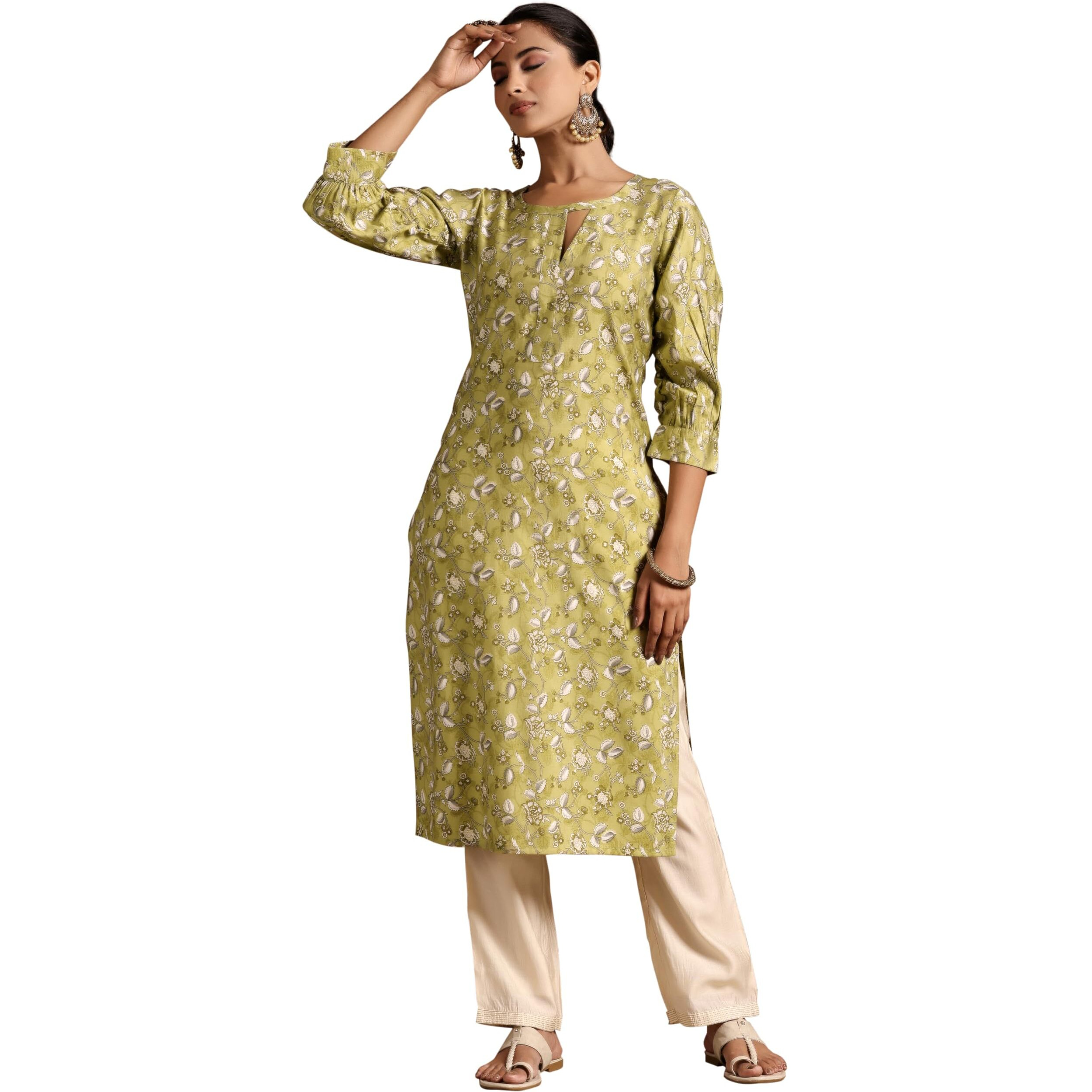 Libas Women's Silk Regular Kurta (29218_Green