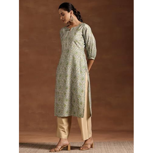 Libas Women's Silk Regular Kurta (29220_Green