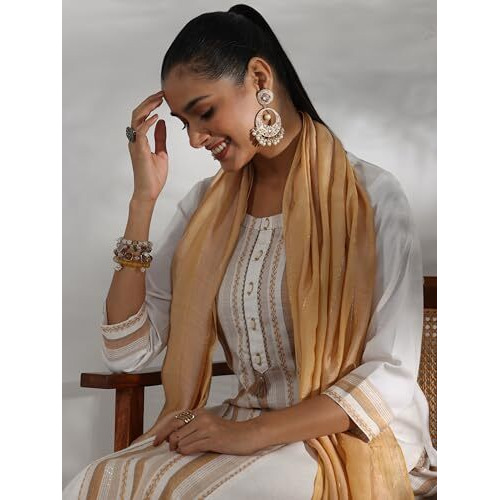 Libas Womens Printed Cotton Blend Straight Kurta With Trousers And Dupatta