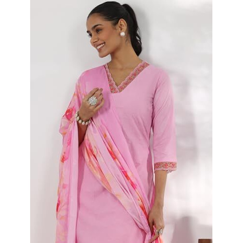 Libas Women's Pure Cotton Kurta Set (48829_Pink