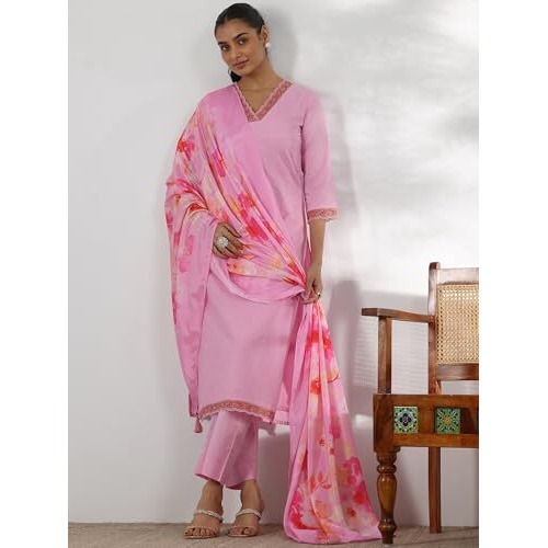 Libas Women's Pure Cotton Kurta Set (48829_Pink