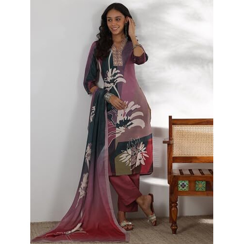 Libas Women's Cotton Blend Kurta Set (48845_Mauve