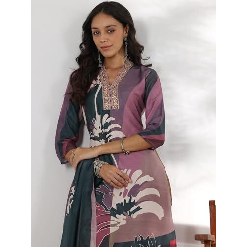 Libas Women's Cotton Blend Kurta Set (48845_Mauve