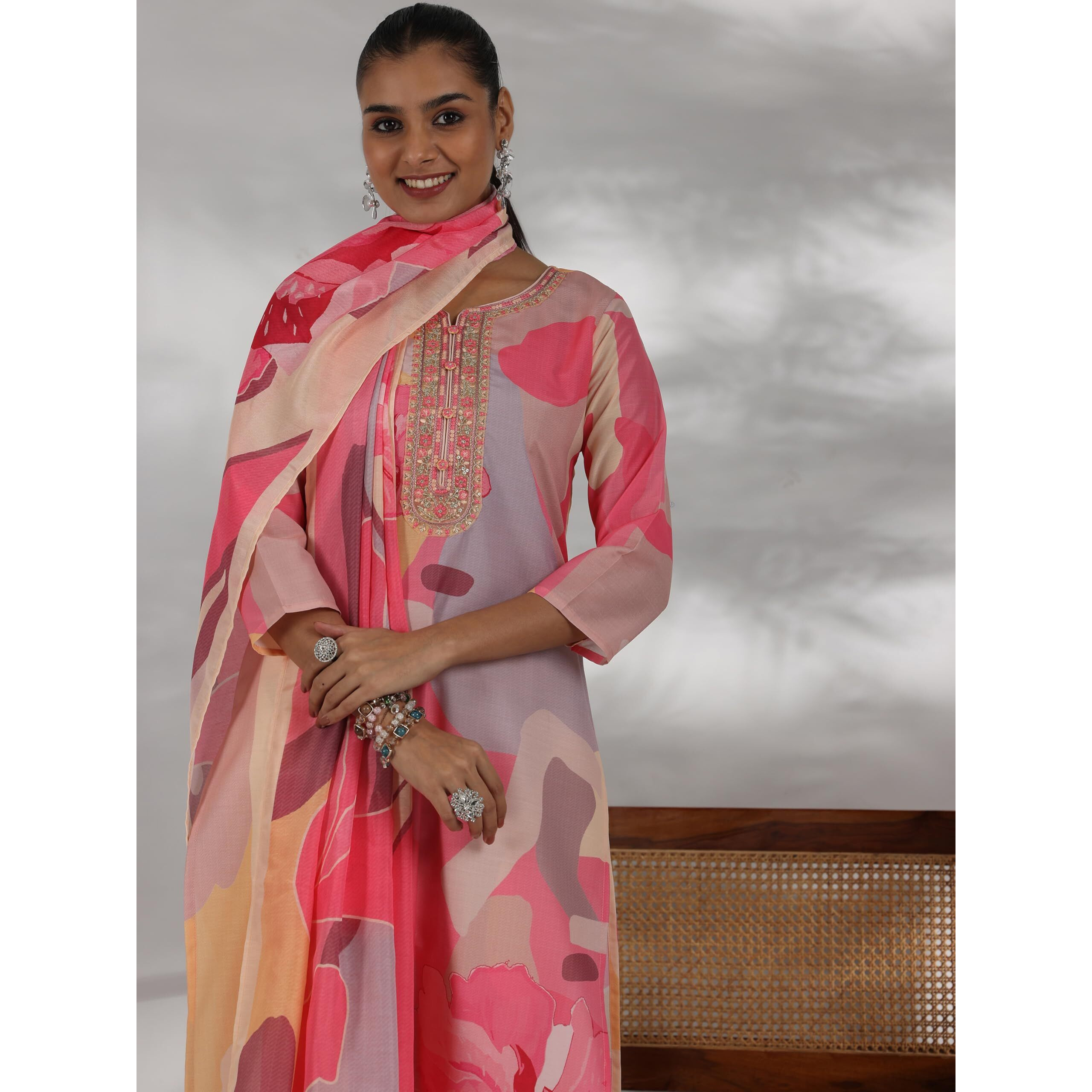 Libas Women's Cotton Blend Kurta Set (48846_Cream