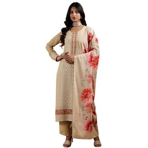 Libas Women's Georgette Kurta Set (48850_Beige