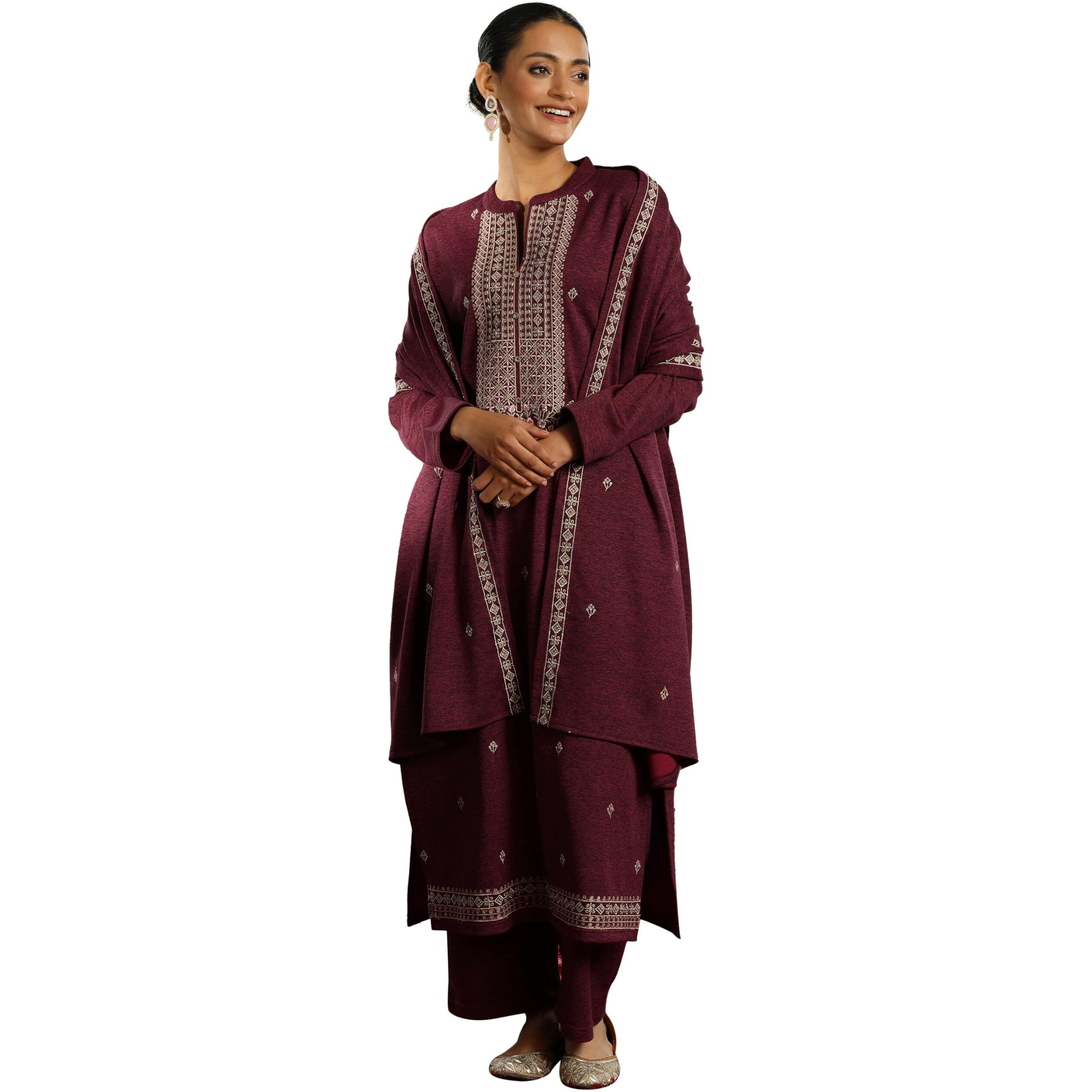 Libas Women's Wool Blend Embroidered Kurta Set (48861W