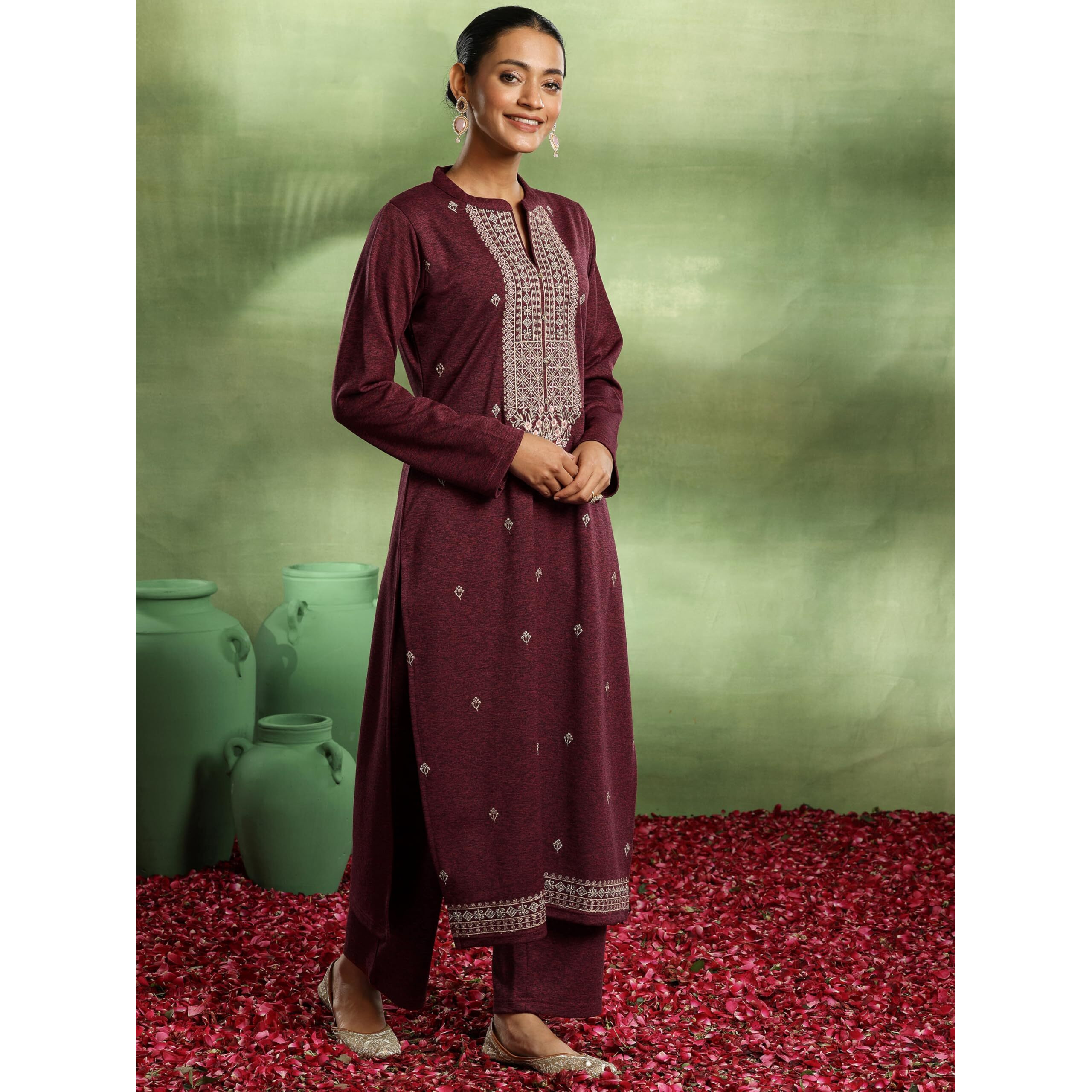 Libas Women's Wool Blend Embroidered Kurta Set (48861W