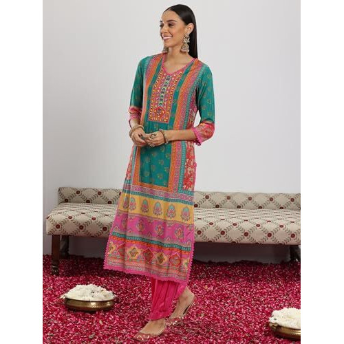 Libas Women's Silk Blend Kurta Sets (48871_Multi_S)