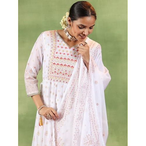 Libas Off White Organza Printed Kurta Sets For Women