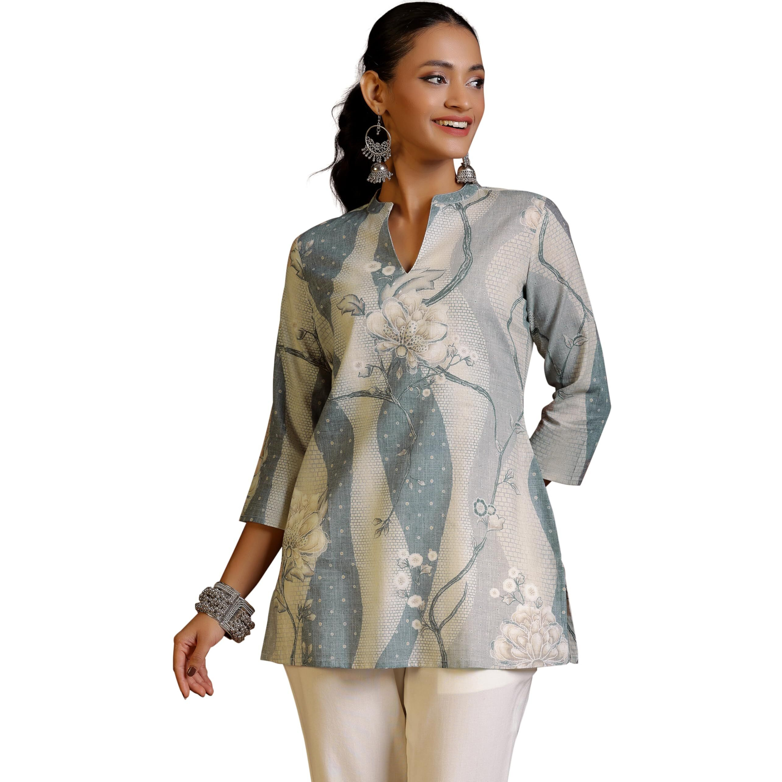 Libas Women's Linen Regular Kurti (58157O_Off White