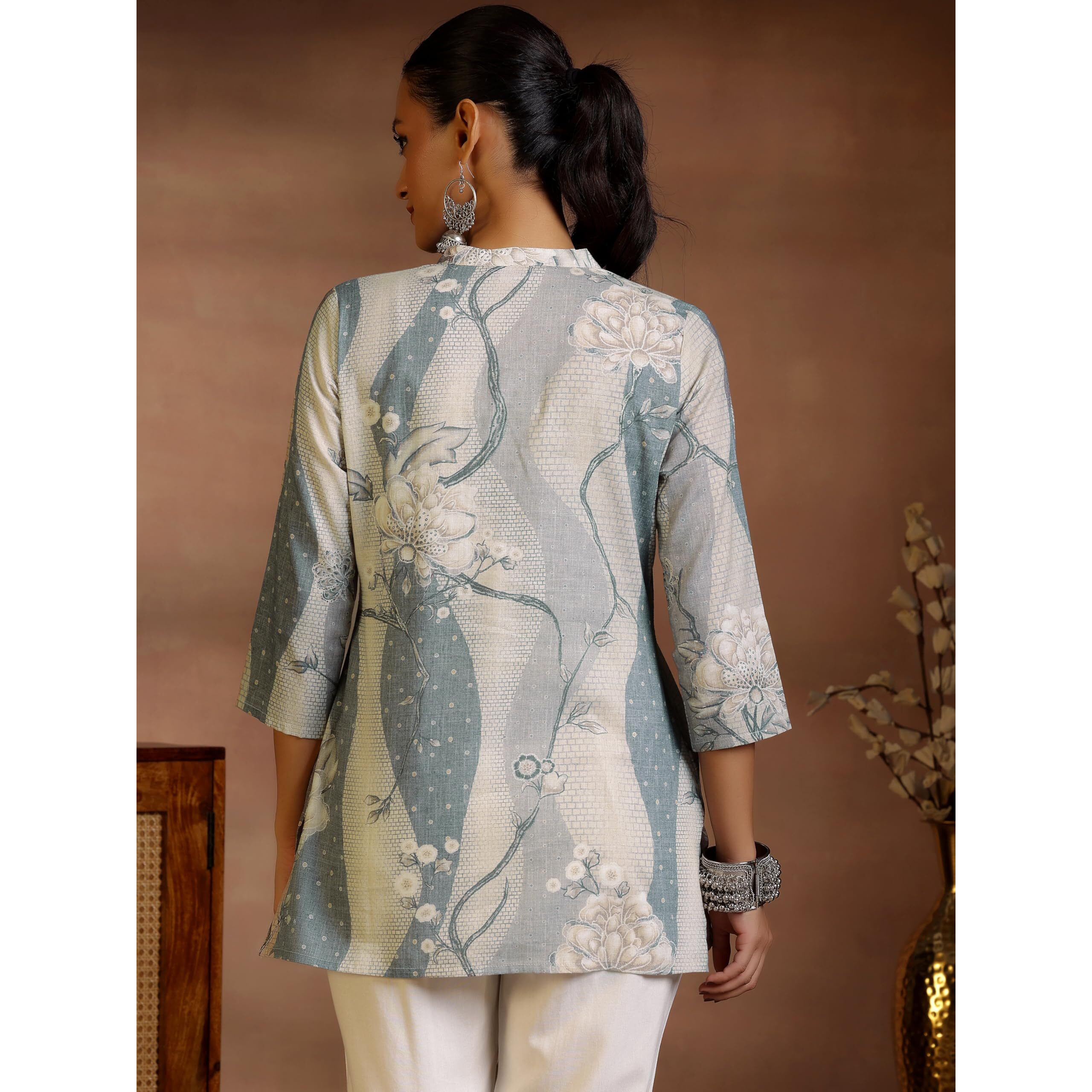 Libas Women's Linen Regular Kurti (58157O_Off White