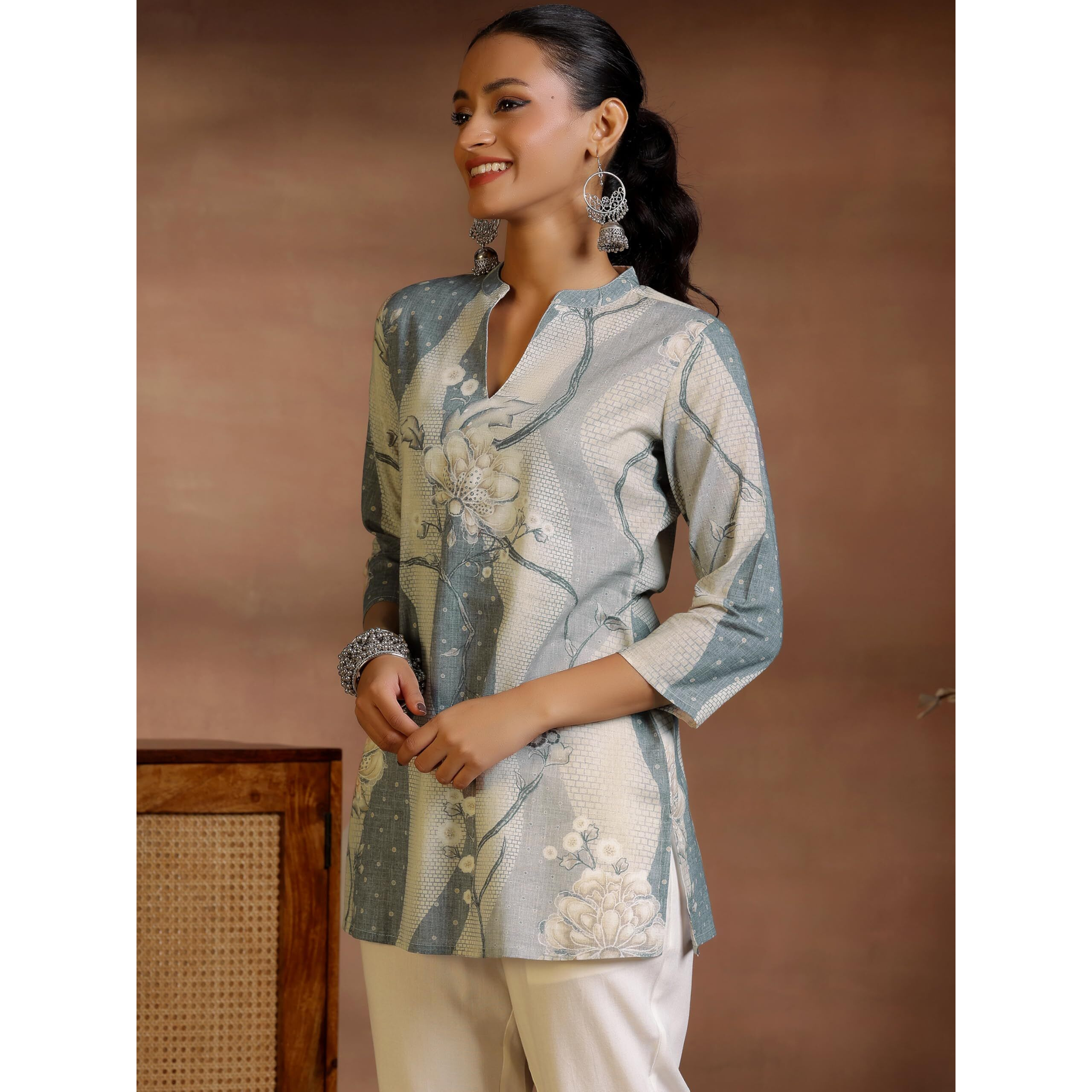 Libas Women's Linen Regular Kurti (58157O_Off White