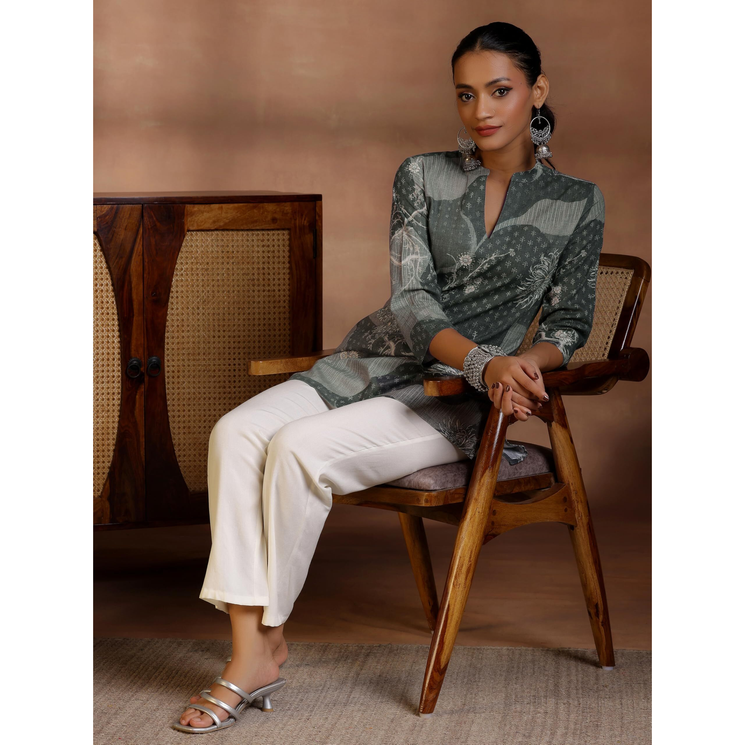 Libas Women's Linen Regular Kurti (58158O_Grey