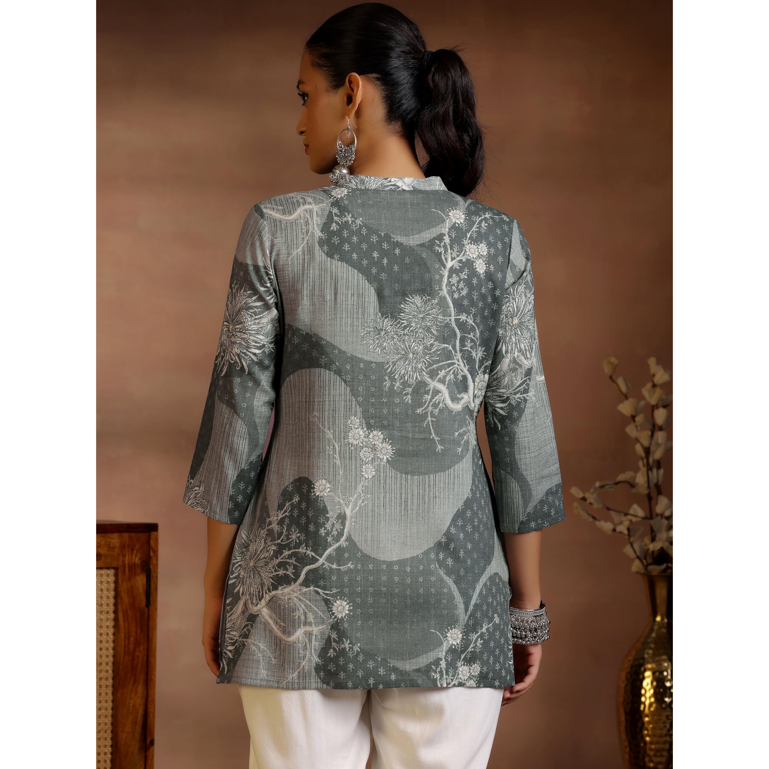 Libas Women's Linen Regular Kurti (58158O_Grey