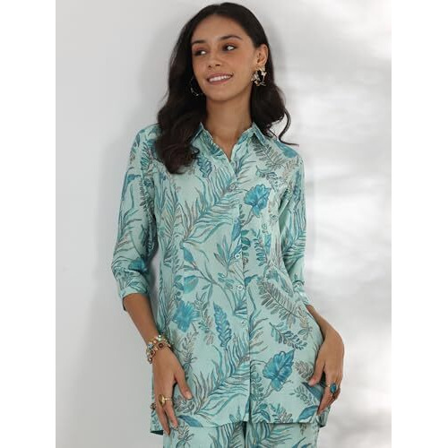 Libas Womens Printed Silk Blend Co-Ord Set For Women