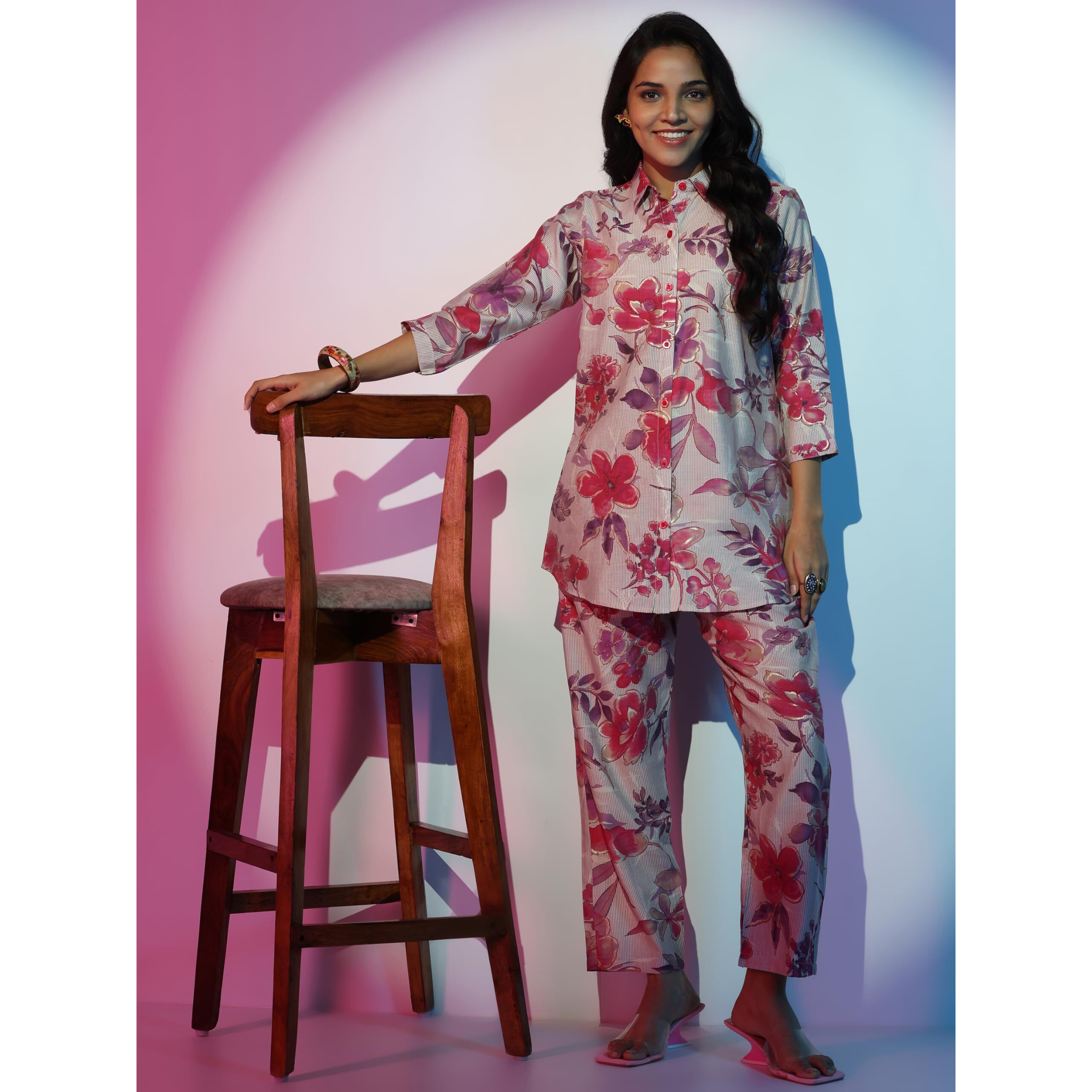 Libas Womens Printed Silk Blend Co-Ord Set For Women