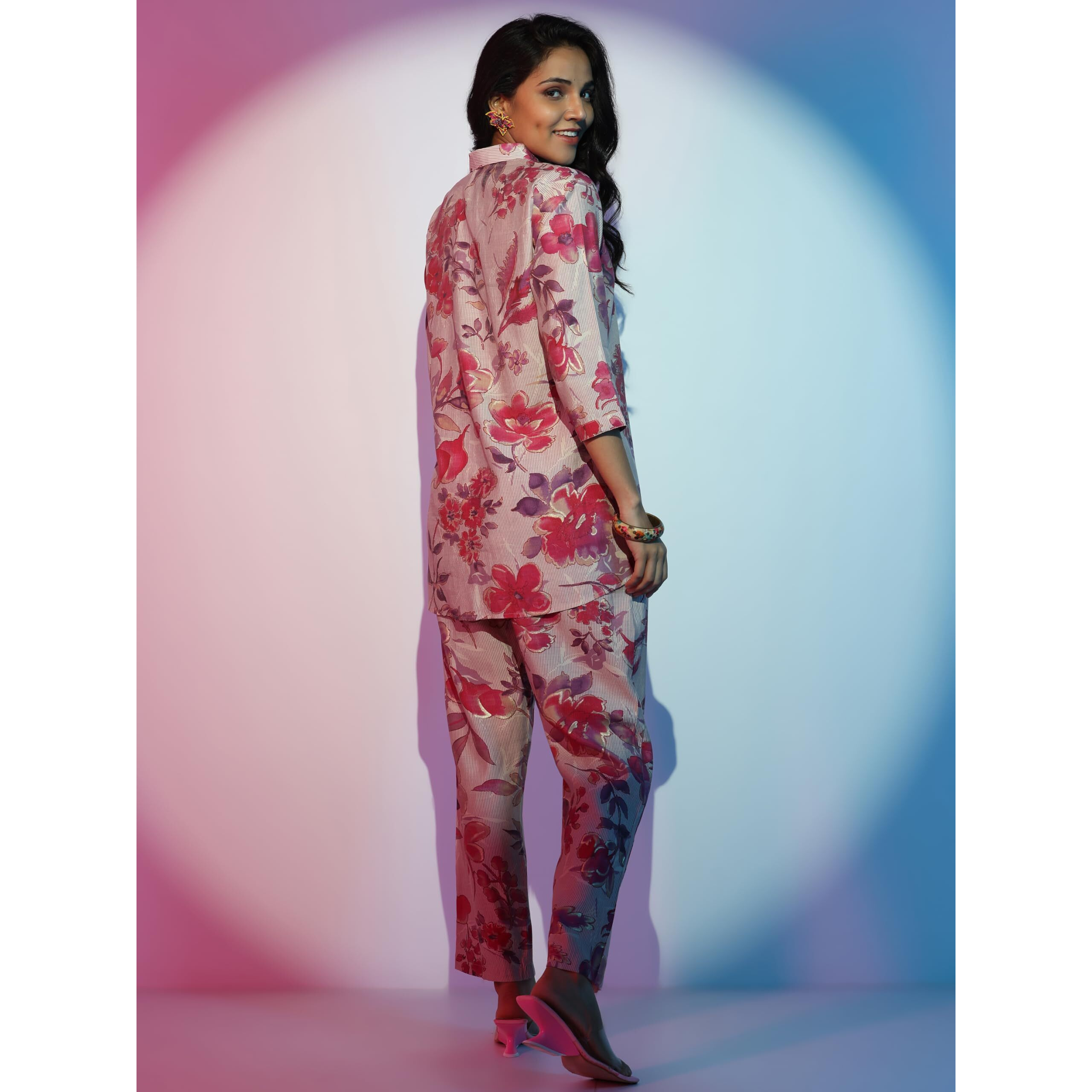 Libas Womens Printed Silk Blend Co-Ord Set For Women