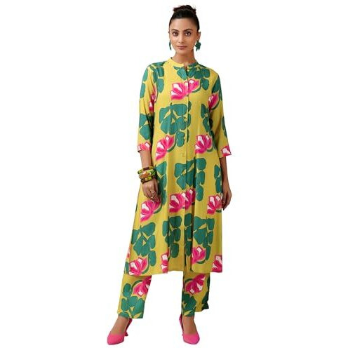 Libas Womens Printed Silk Blend Co-Ord Set For Women
