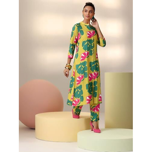 Libas Womens Printed Silk Blend Co-Ord Set For Women