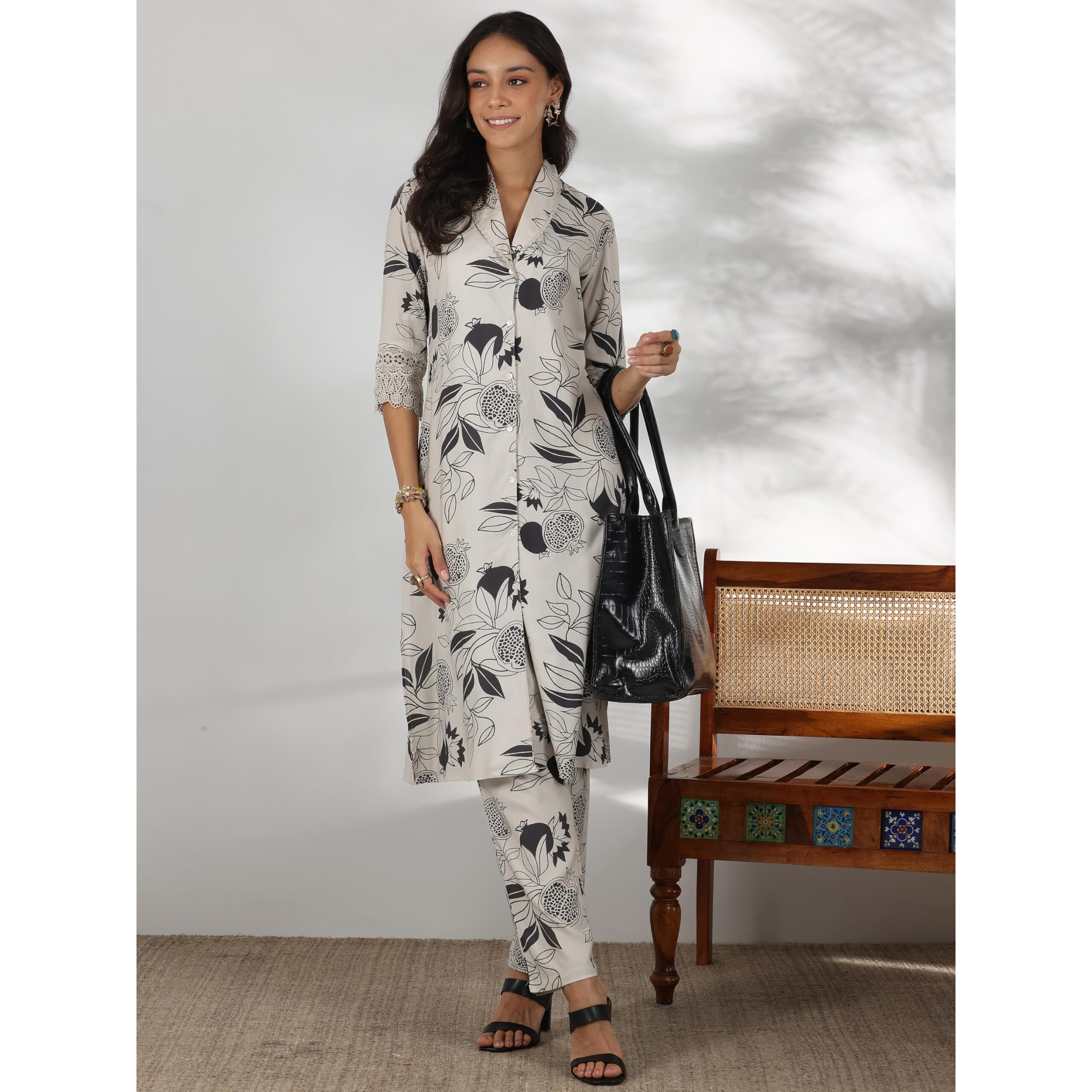 Libas Womens Printed Silk Blend Co-Ord Set For Women