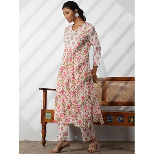 Libas Women's Pure Cotton Kurta Set (48994_White